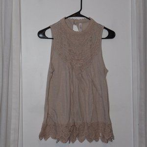 Embroidered Tank with Keyhole Back